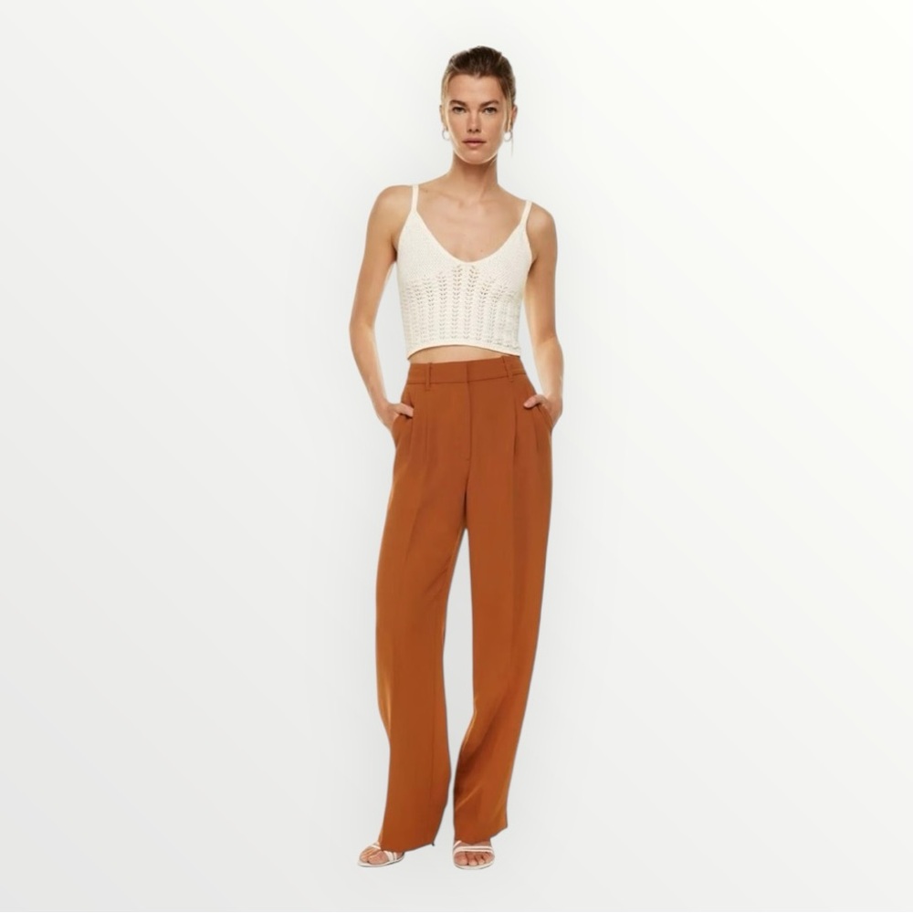 Aritzia Wilfred Anise Brown Crepette The Effortless Pants Size US 4